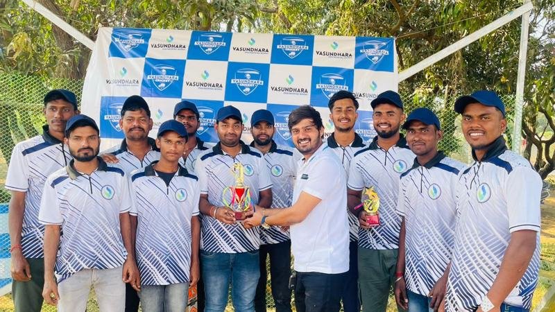 Cricket tournament team with trophies